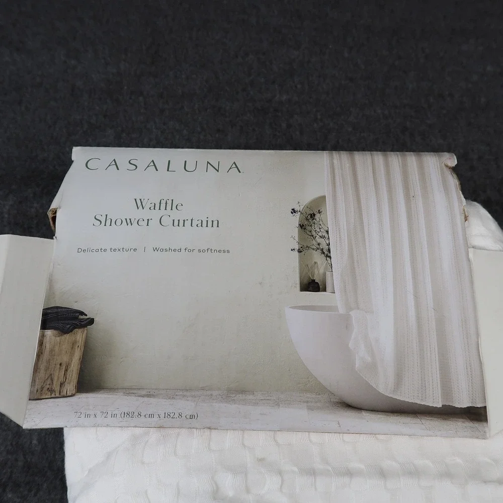 Casaluna Waffle Shower Curtain White 72x72 Modern Texture‎ Bathroom Home Decor